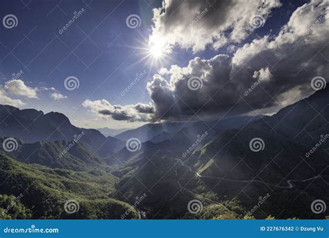 The Magical Sunset On O Quy Ho Mountain Pass Before Sunset Stock Photo