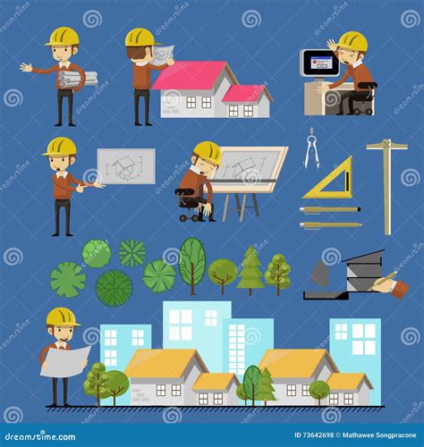 Architect Lifestyle Vector Set Stock Vector Illustration Of Industry