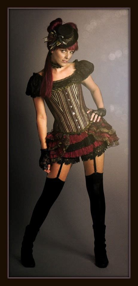 Burlesque Circus Costume Consisting Of A Striped Silk Corset Frilled Shorts Organza Bustle