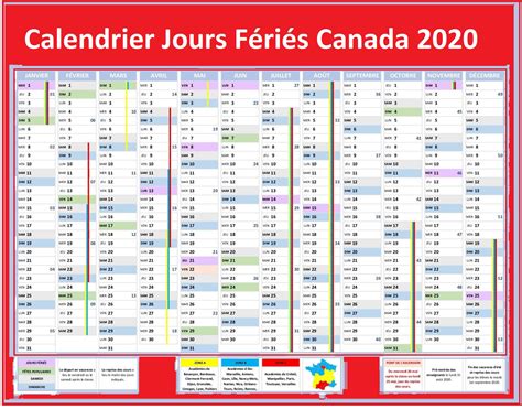 Jours Fériés Canada 2020 Excel Calendrier 2023