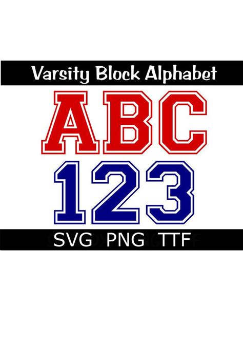 Varsity Block Font Svgpngttf Alphabet Letters Numbers Etsy