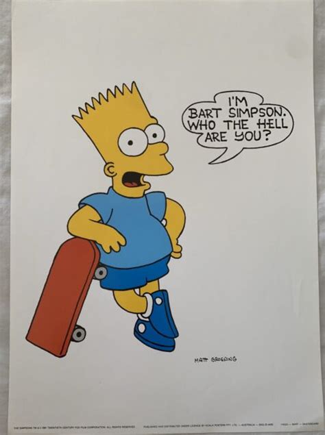 Rare Vintage 90s The Simpsons Bart Simpson Who The Hell Are You Poster Ebay