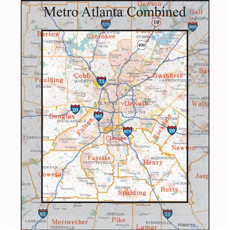 Atlanta Georgia Wall Maps Amp Zip Code Maps Aero Surveys Of Georgia