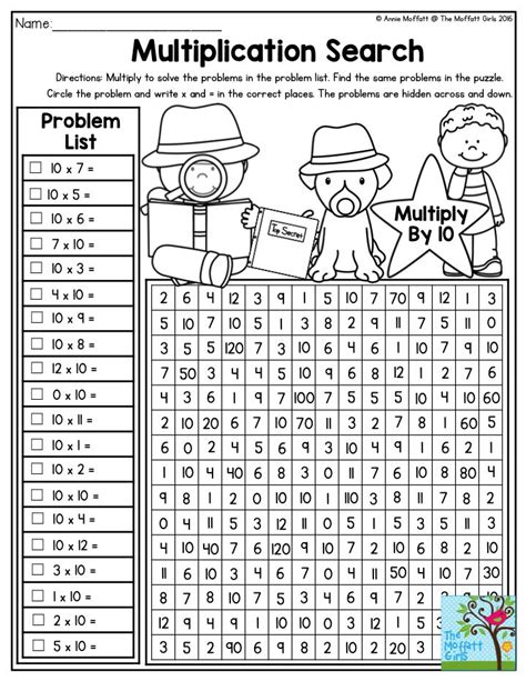 Give your child a boost using our free, printable math worksheets. Multiplication Search- Multiply to solve and find the ...