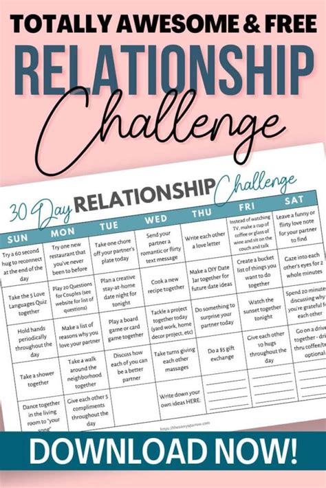 free printable 30 day relationship challenge to put love first