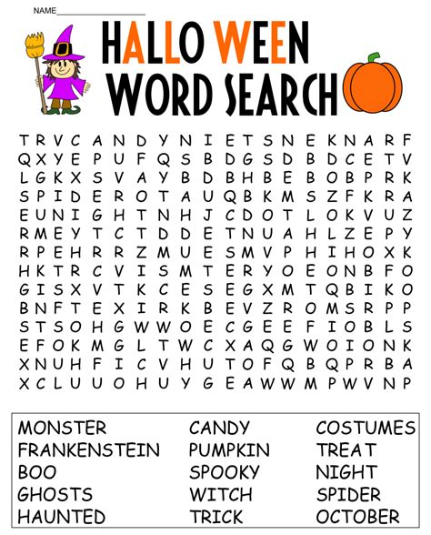 6 Best Halloween Word Search Printable