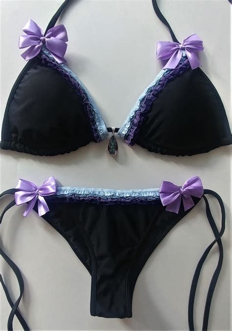 pastel goth bikini black brazilian scrunch bottom bikini etsy