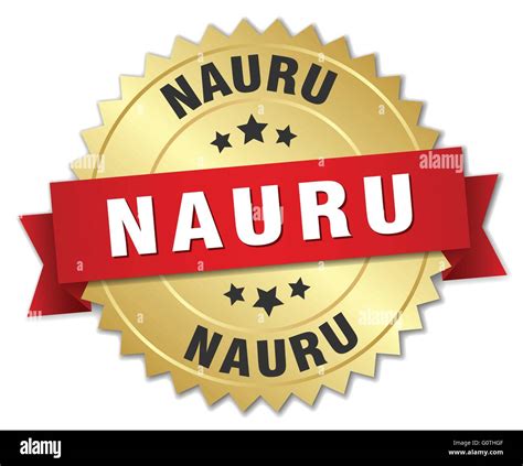 Nauru Round Golden Badge With Red Ribbon Stock Vector Image And Art Alamy