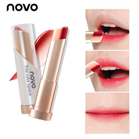 buy novo brand 2 color cute lip gloss waterproof matte nude lipstick naked