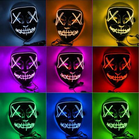 2023 Led Glow Mask El Wire Light Up The Purge Movie Costume Light