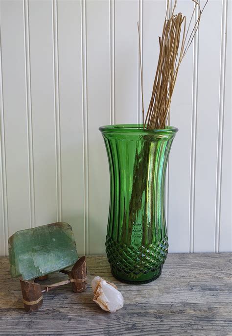 Hoosier Glass Vase Vintage Green Glass Vase A Etsy