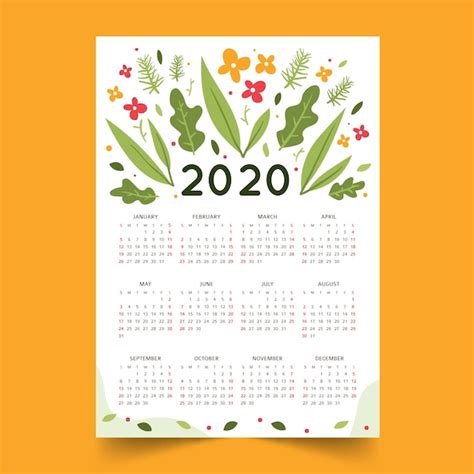 Szablon Kalendarza Streszczenie 2020 Darmowy Wektor