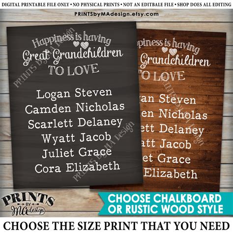 Great Grandchildren Sign With Names Personalized Grandkids Etsy