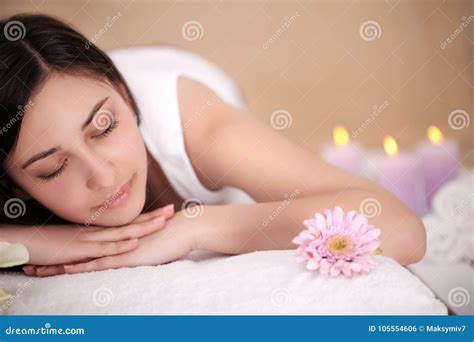 Body Care Spa Woman Beauty Treatment Concept Beautiful Healthy Caucasian Girl Relaxing On
