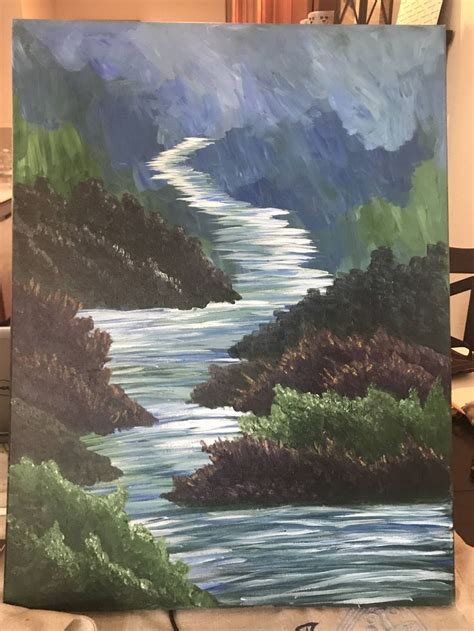 Winding River Is An Acrylic Painting On A 16x24 Back Stapled Canvas