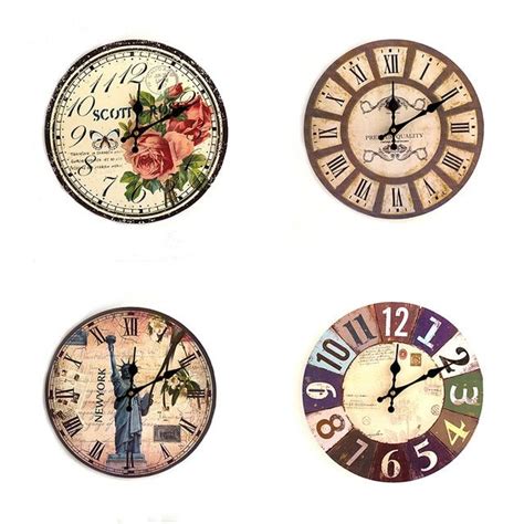 Hot 21 Types Wooden Wall Clock Artistic Silent Retro Creative European