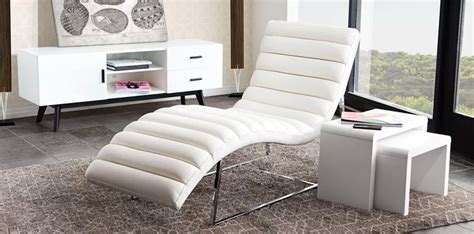 White Faux Leather Channel Tufted Modern Chaise Lounge Chair Luxurious