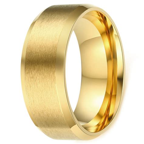 Get the best deals on men's stainless steel rings. Men's Gold Plated Brushed Stainless Steel Band Ring - BijouxStore - webid:747