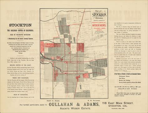 Map Of Stockton California Showing Location Of Property Owned By Weber Heirs Oullahan And