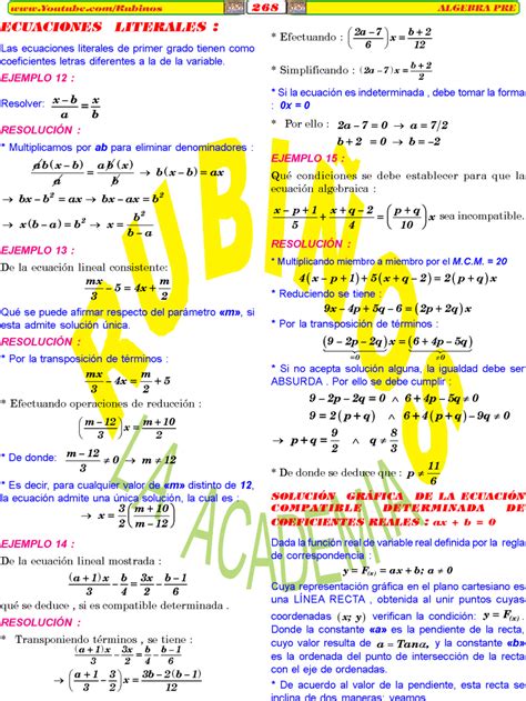 Ecuaciones De Primer Grado Problemas Resueltos De Álgebra RubiÑos Pdf