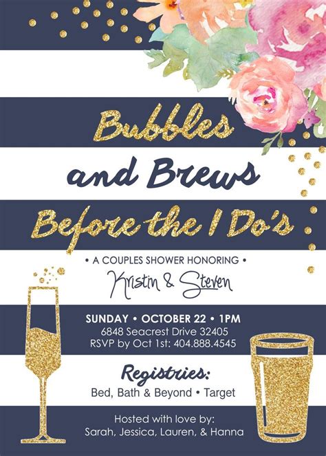 bubbles and brews couples bridal shower printable invitation etsy bridal shower tables unique