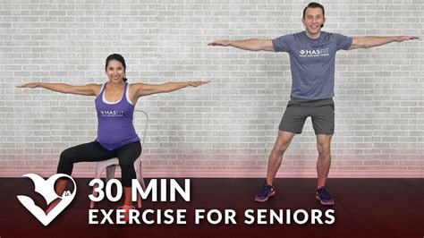The video acts as an exercise instructor. 30 Min Exercise for Seniors, Elderly, & Older People ...