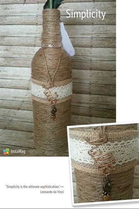 Rustic Twine Wrapped Tall Wine Bottle With Hello Charm Wine Cork Diy