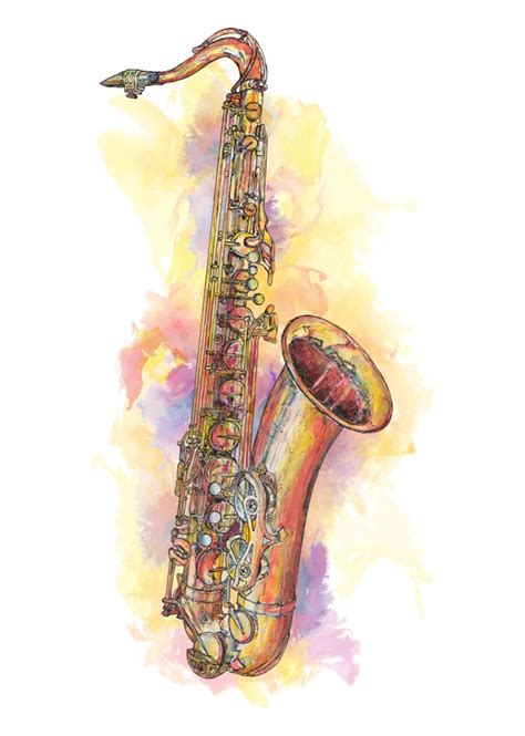 tenor saxophone pen and ink drawing art print by jazzdrawings x small saxophone art saxophone