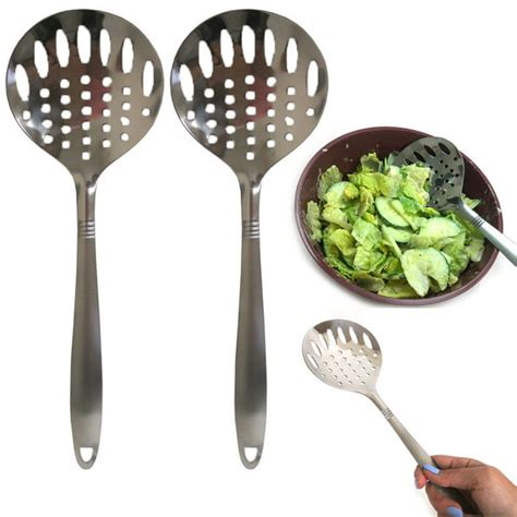 2 Stainless Steel Slotted Serving Spoon Cooking Utensil Kitchen Tools