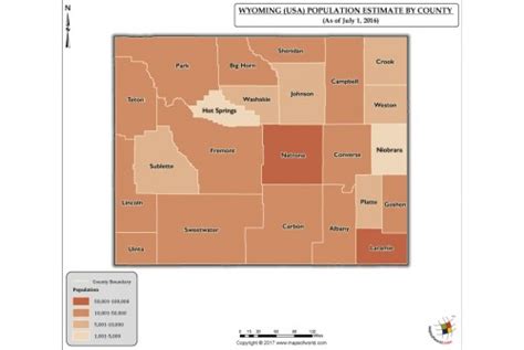 Buy Printed Wyoming Population Estimate By County 2016 Map