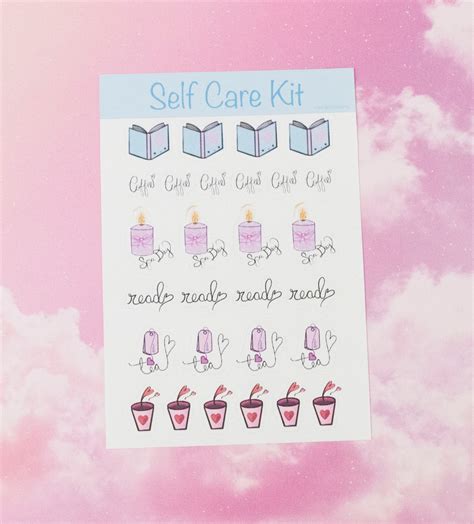 Self Care Sticker Sheet Cute Stickers Functional Stickers Etsy
