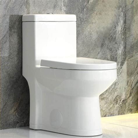 Horow 1 Piece 08128 Gpf Dual Flush Round Toilet In White With