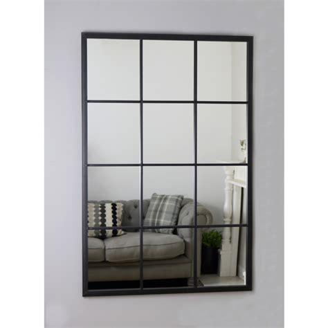 brooklyn black industrial metal window wall mirror 48 x 32 120cm x 80cm window mirror