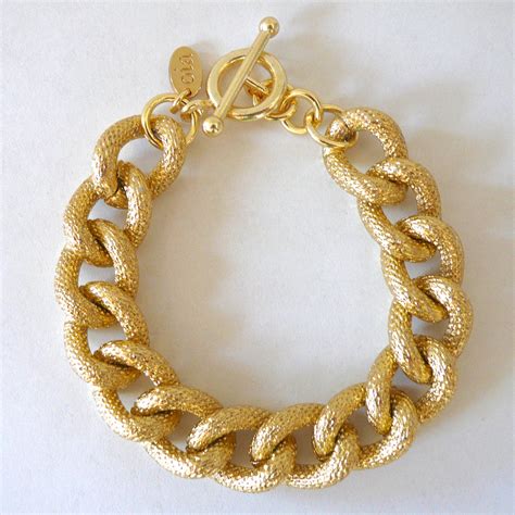 Chunky Textured Gold Chain Bracelet