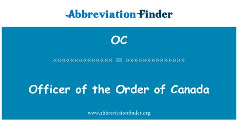 oc definition officer of the order of canada abbreviation finder