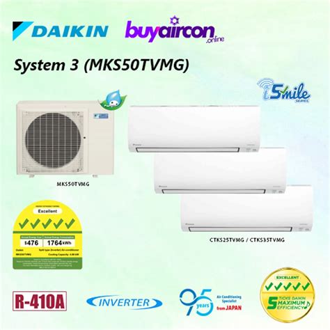 Daikin ISmile Aircon System 3 With WiFi 5 Ticks Free Installation For