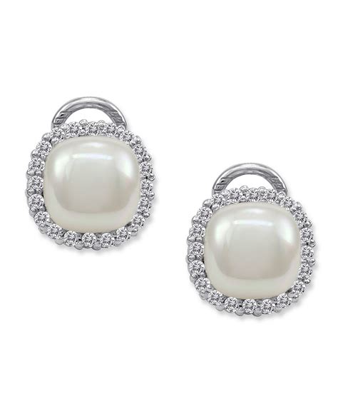 Majorica Pearl Earrings Sterling Silver Organic Man Made Pearl And