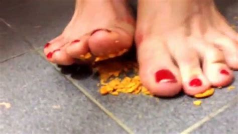 Girl Crushing And Smooshing Goldfish Crackers Under Her Feet Youtube