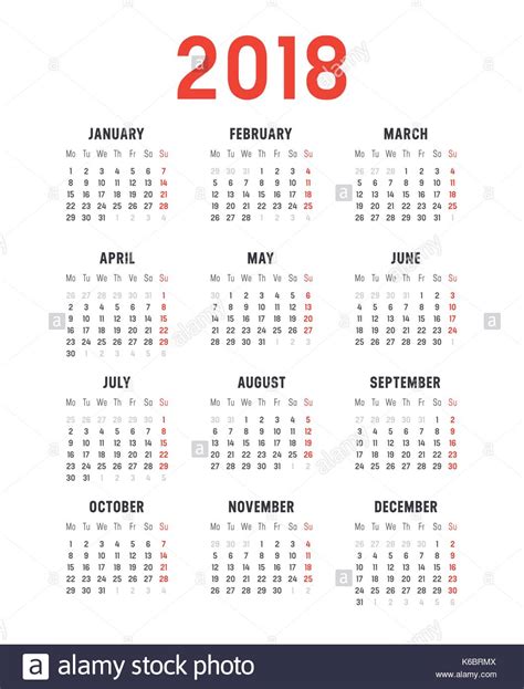 2018 Calendar Hi Res Stock Photography And Images Alamy
