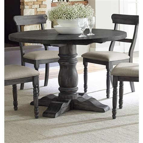 Check out our round dining table selection for the very best in unique or custom, handmade pieces add to. Shop Gracewood Hollow Petri Downs Weathered Pepper Grey Finish Round Dining Table - Free ...