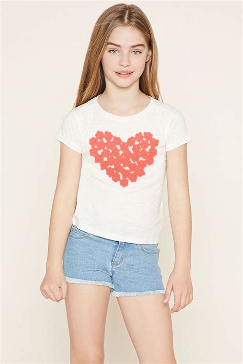 Girls Crochet Heart Tee Kids Girls Fashion Clothes Little Girl