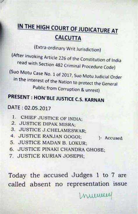 now justice karnan ‘issues non bailable warrant against 7 sc judges [read order]