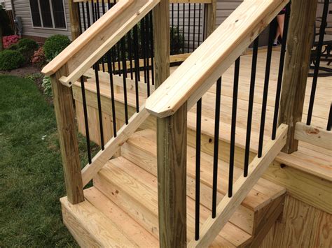 Black Aluminum Spindles And Graspable Handrail Porch Handrails