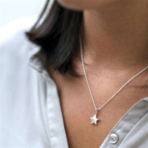 Solid Sterling Silver Star Necklace By Hersey Silversmiths