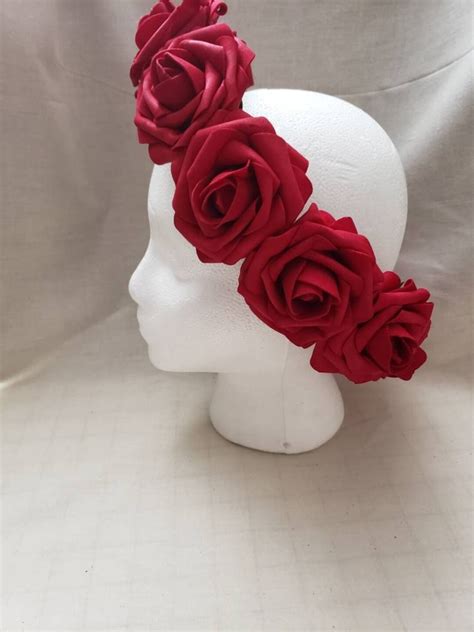 red rose head wreath red rose crown red rose flower crown red flower crown goddess crown