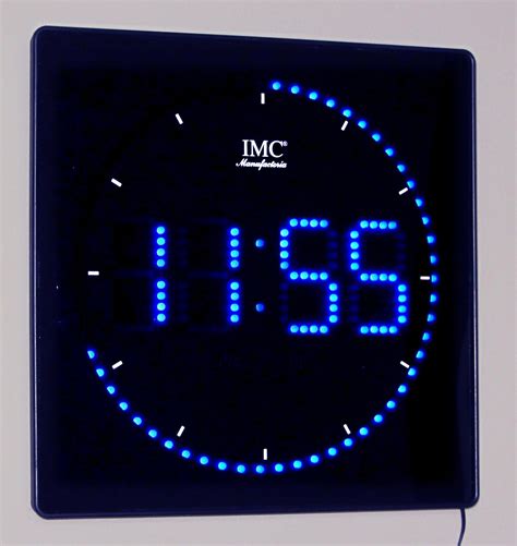 LED Wall Clock with Blue Numbers and Round Seconds Display: Amazon.co
