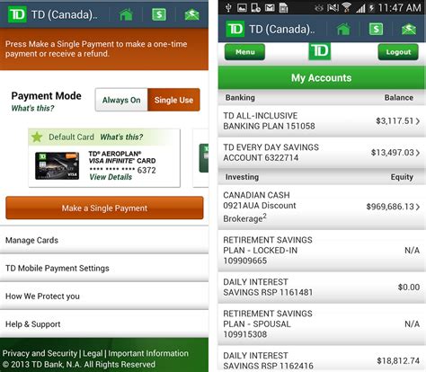 No problems at td bank. TD Mobile App for Android adds mobile payment support for ...