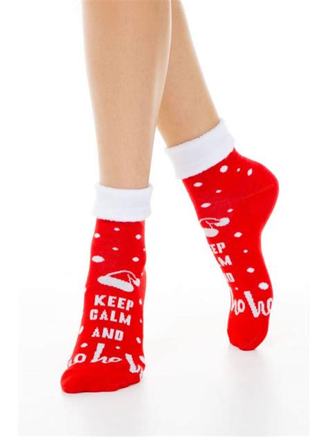Kupić skarpetki skarpetki świąteczne z napisem keep calm czerwony w sklepie internetowym
