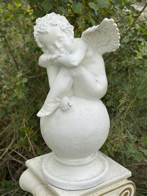Baby Angel On Ball Cute Sleeping Angel Statue Garden Statue Etsy