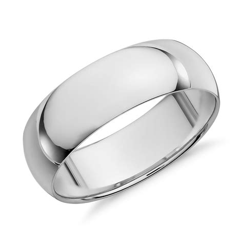 Mid Weight Comfort Fit Wedding Band In 14k White Gold 7mm Blue Nile